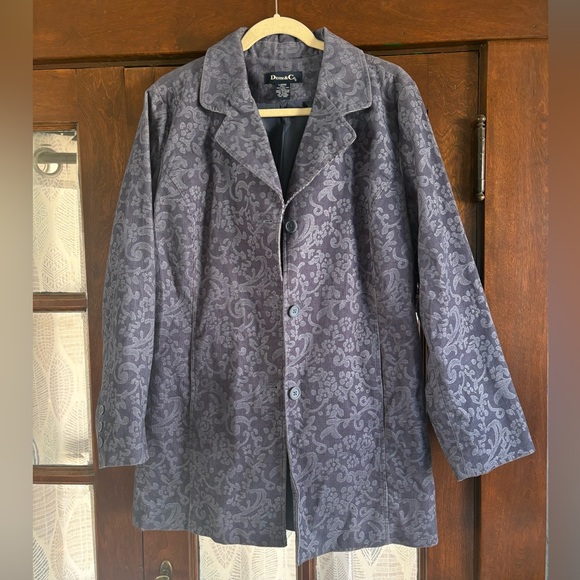 Corduroy Floral Paisley Cotton Steel Blur Blue Jacket Coat Blazer - Picture 6 of 7